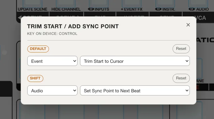 Configurator panel for mapping buttons